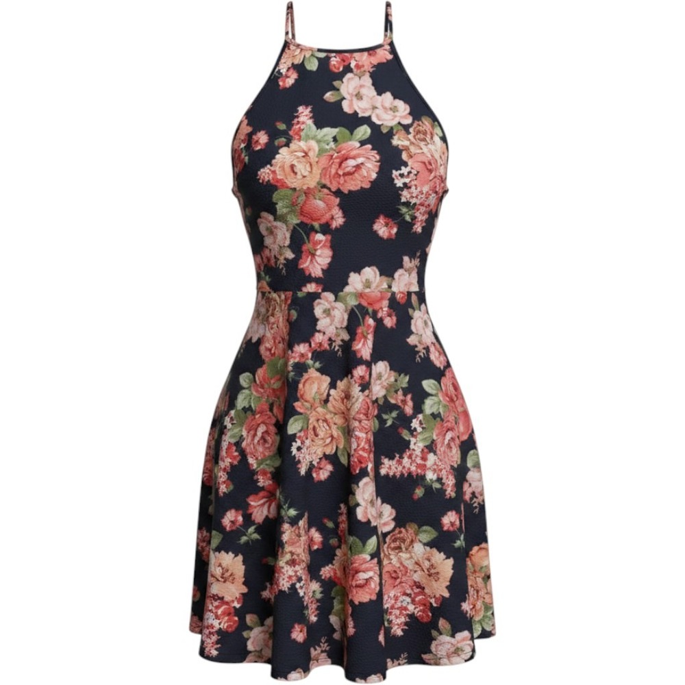 Haute Monde Floral Halter Dress Size XL Junior Excellent Condition